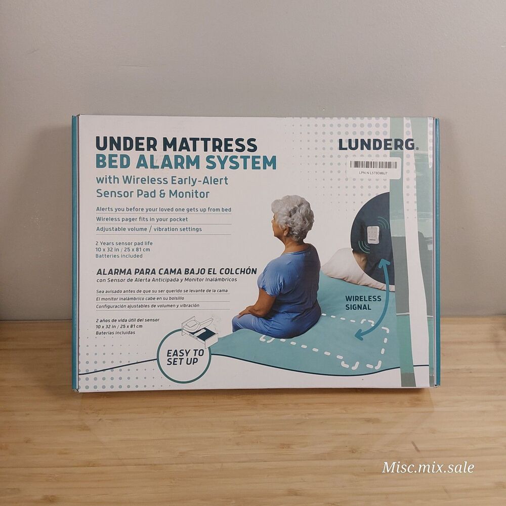 Lunderg 2 PCS SET- under mattress bed alarm sensor pad and monitor/PAGER